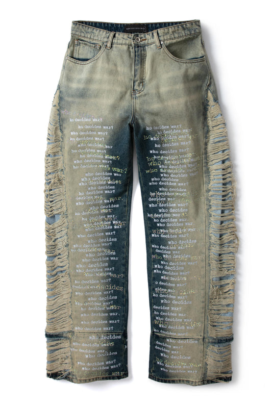 COWBOY EMBROIDERED DENIM – WHO DECIDES WAR