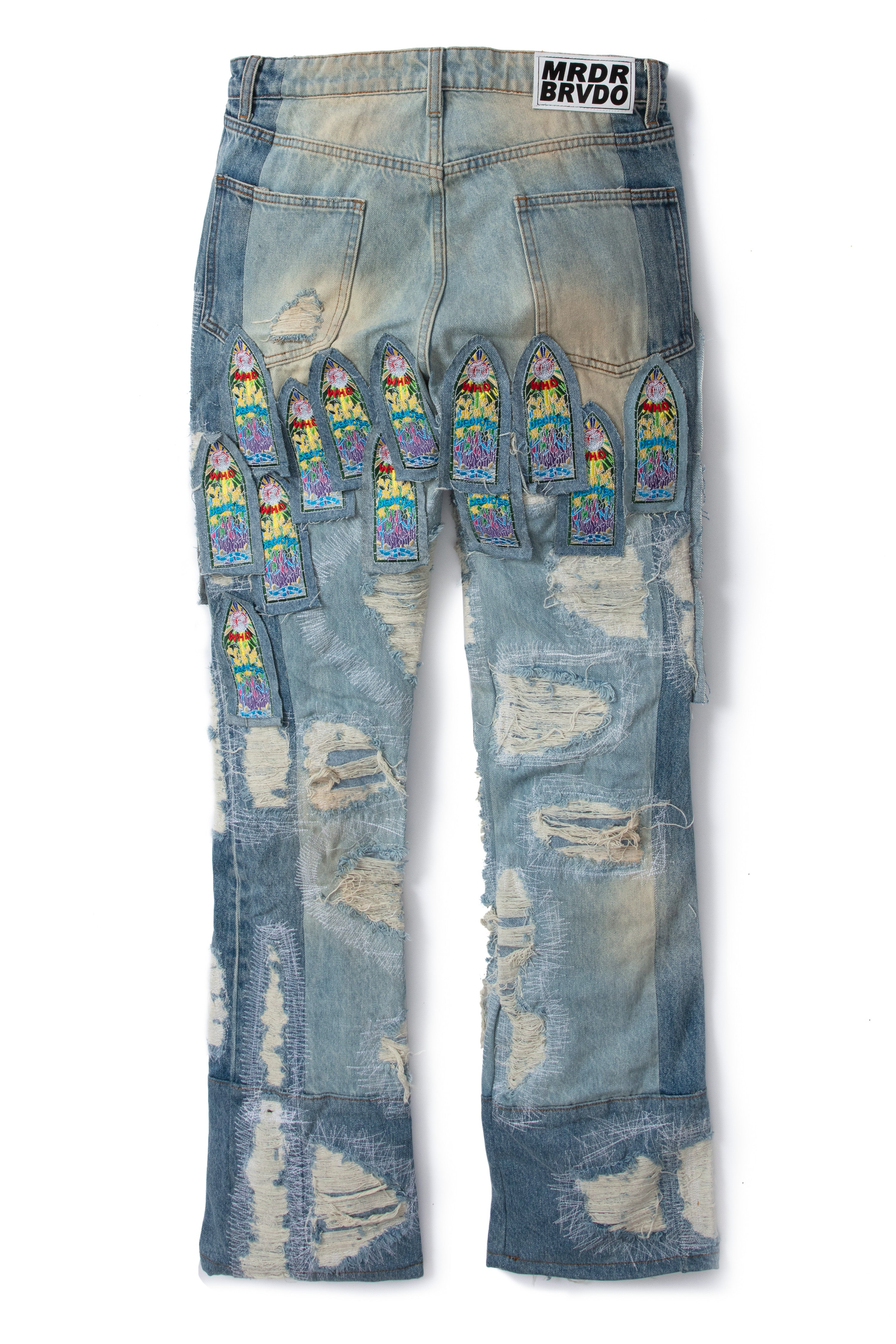 UNIVERSAL MONSTERS PATCH CHAIN WIDE-LEG DENIM PANTS WITH BELT - The Pop  Insider
