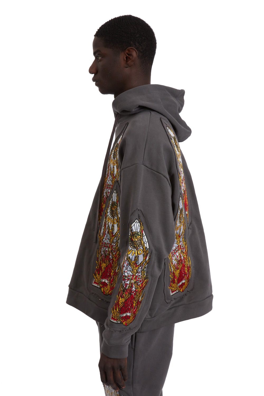 FLAME GLASS EMBROIDERED HOODED PULLOVER