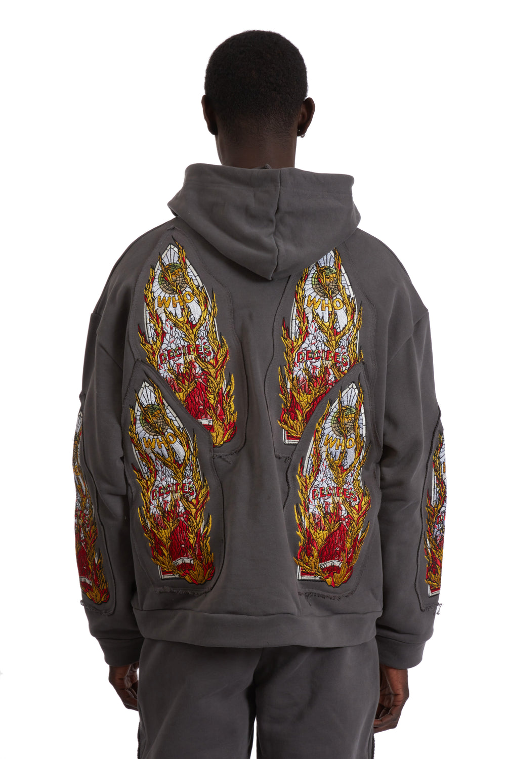 FLAME GLASS EMBROIDERED HOODED PULLOVER