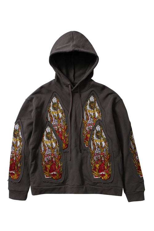 FLAME GLASS EMBROIDERED HOODED PULLOVER