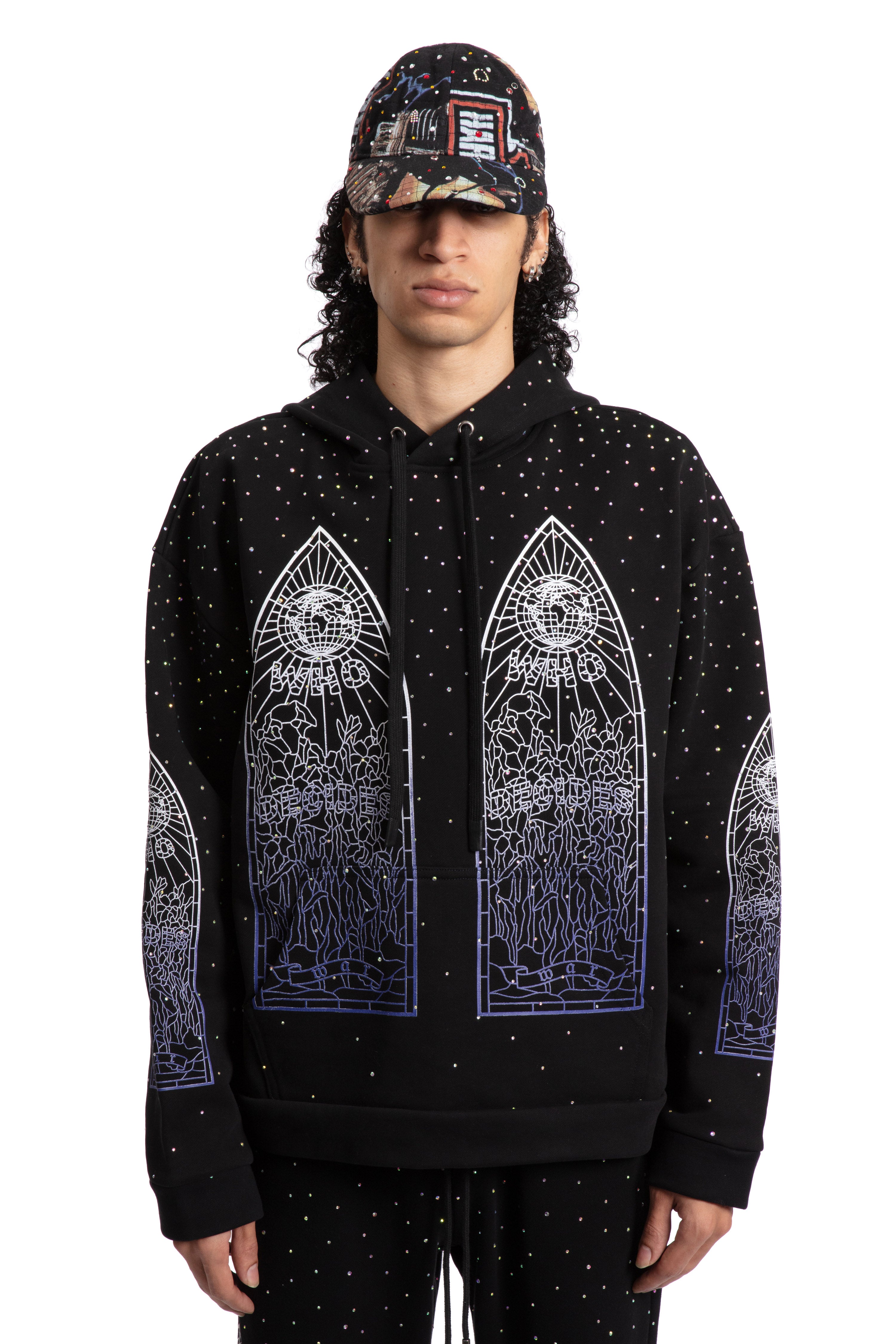 RHINESTONE HOODED PULLOVER