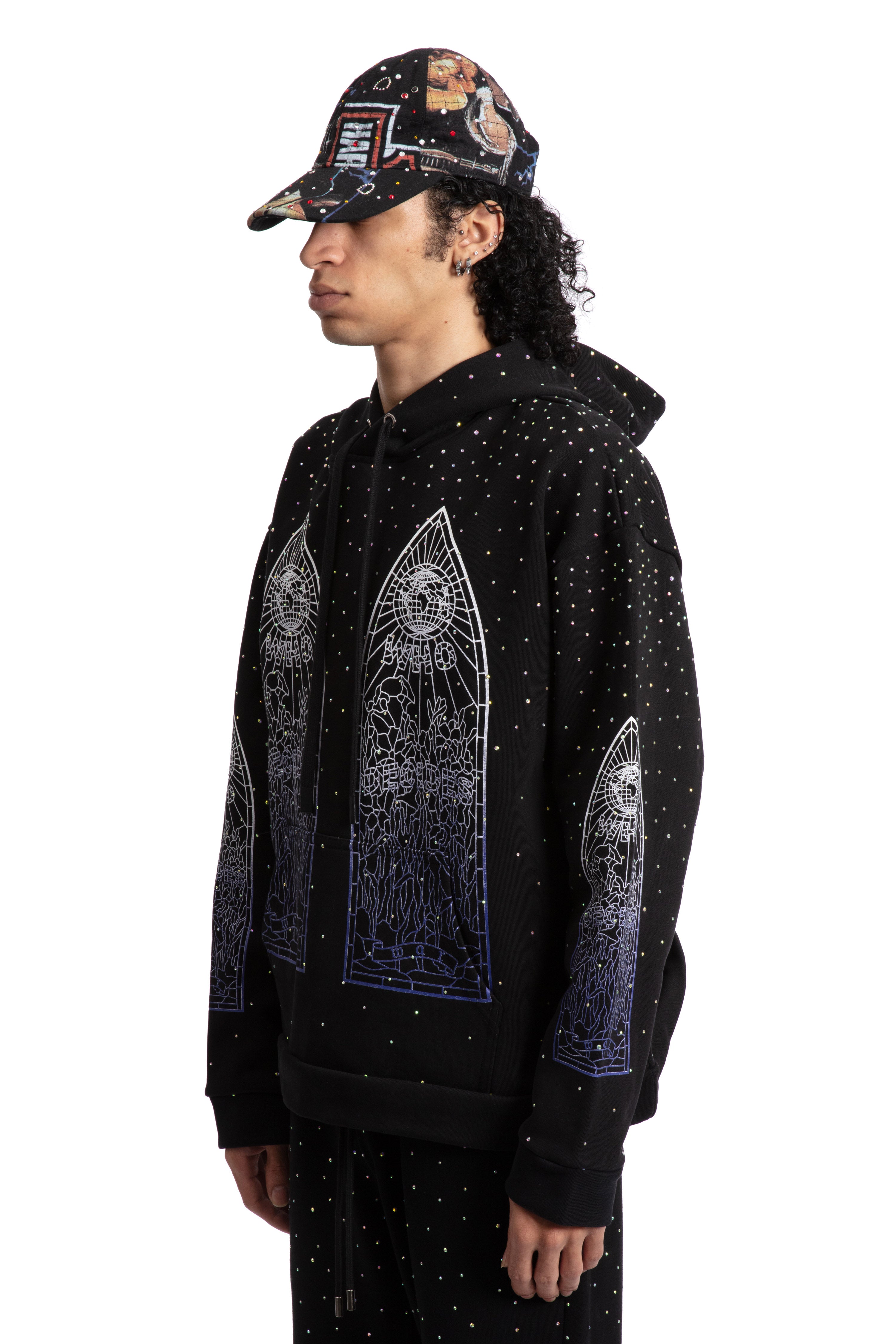 RHINESTONE HOODED PULLOVER