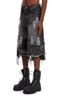 PATCHED ARCH BLOWOUT DENIM SHORT