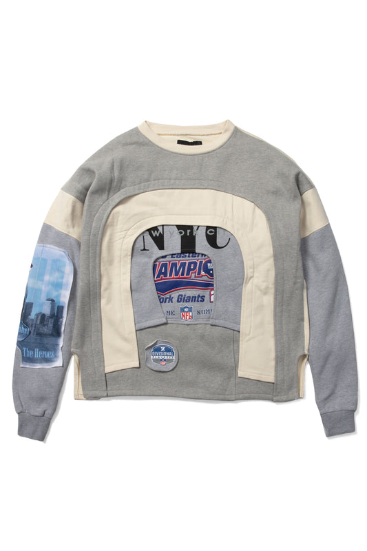 ARCHED COLLAGE CREWNECK SWEATER