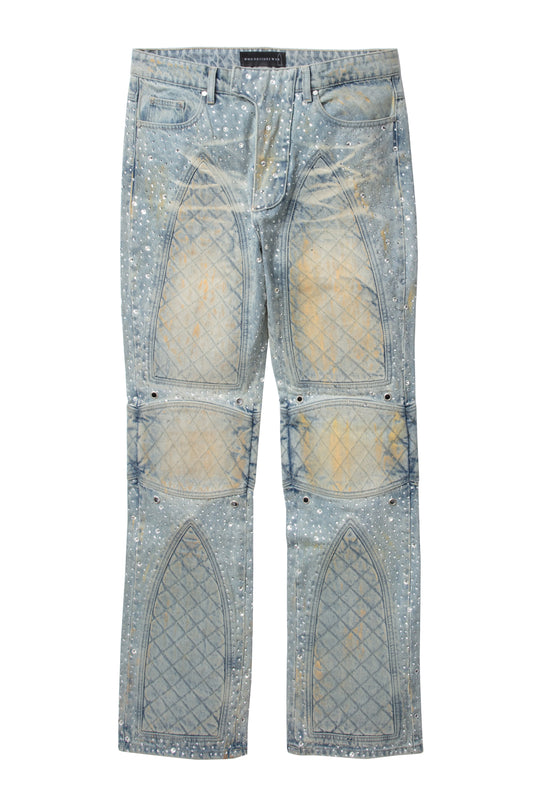 STUDDED MOTO DENIM