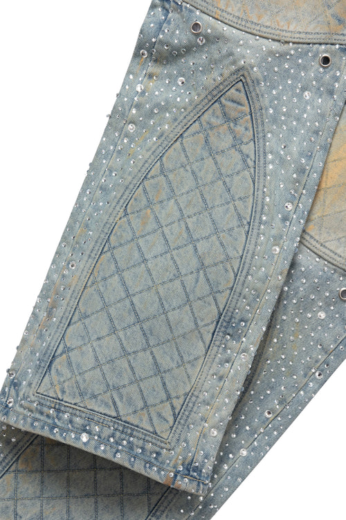 STUDDED MOTO DENIM