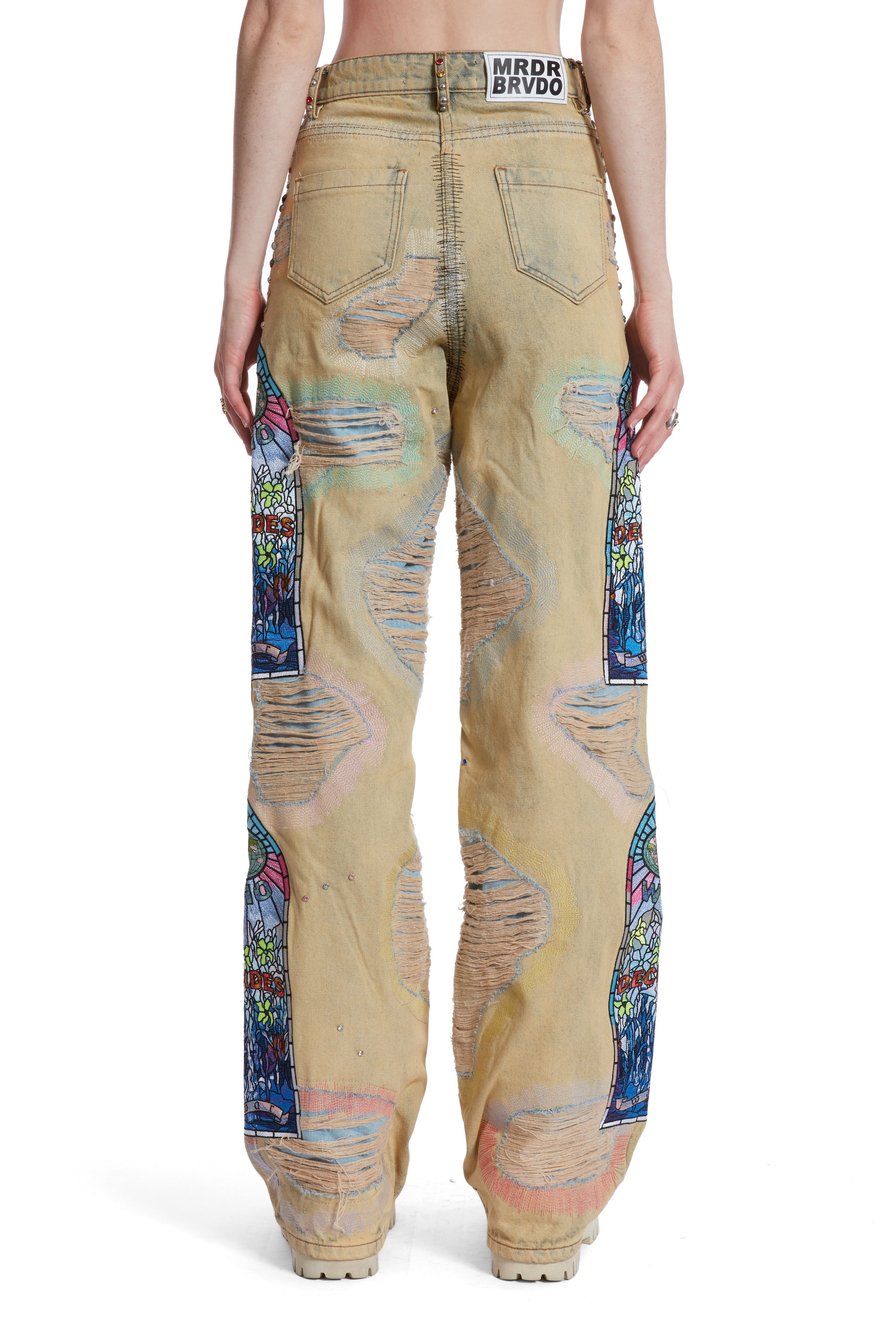 WOMEN'S MULTICOLOR SIDE-EMBROIDERY DENIM