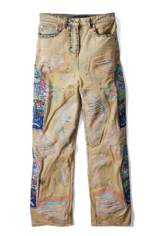 WOMEN'S MULTICOLOR SIDE-EMBROIDERY DENIM