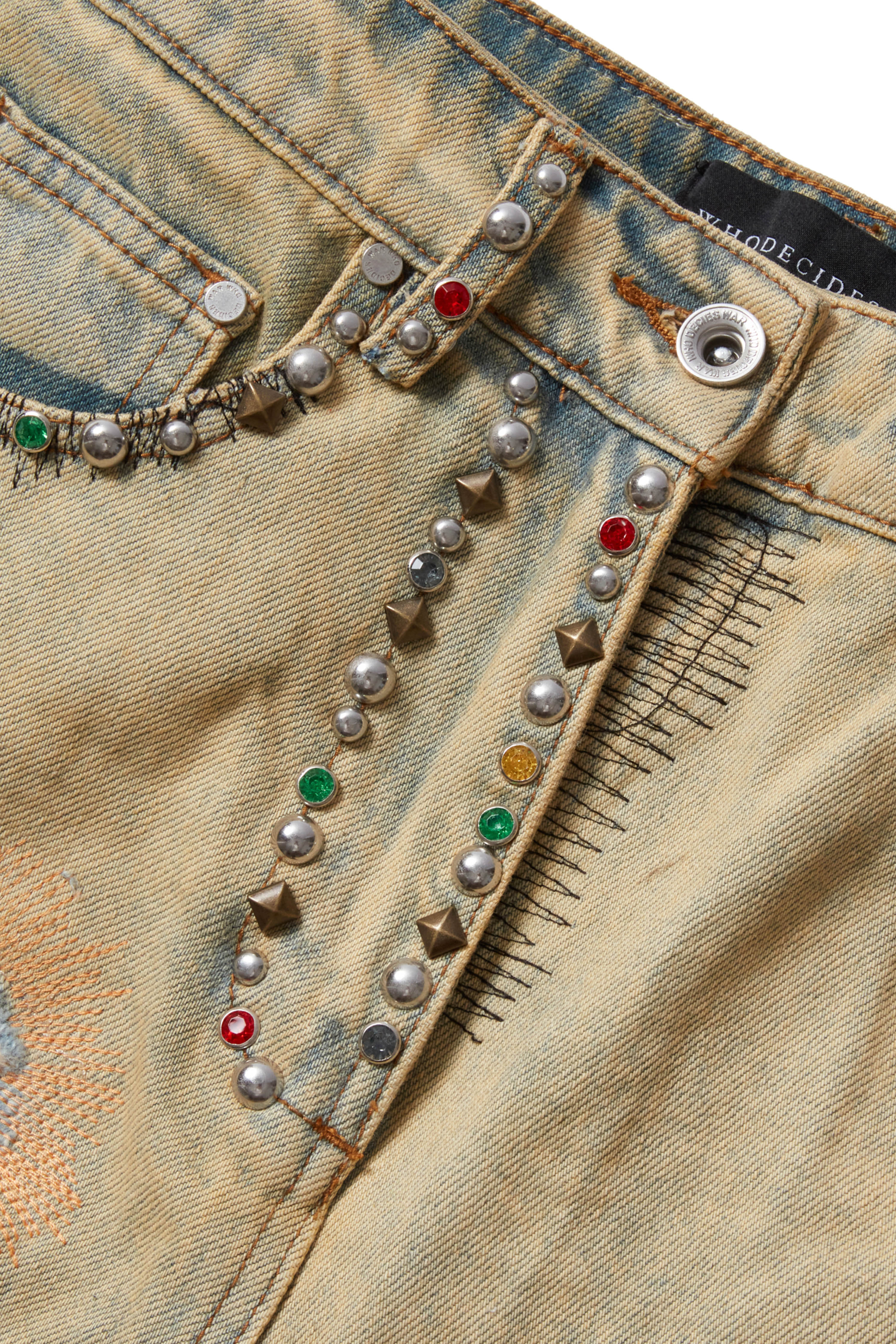 WOMEN'S MULTICOLOR SIDE-EMBROIDERY DENIM