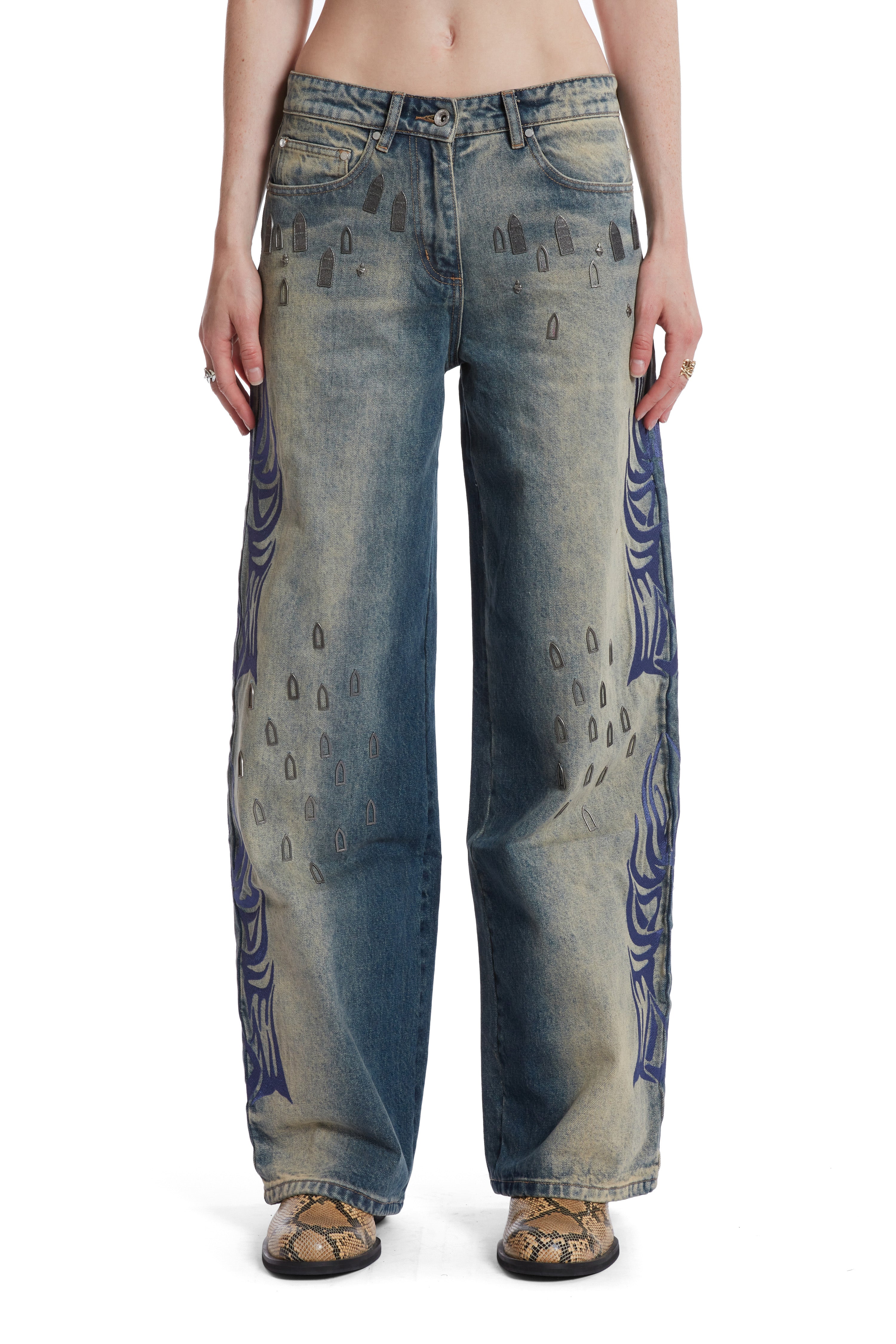 WOMEN'S HARDWARE WINGED LOGO  DENIM