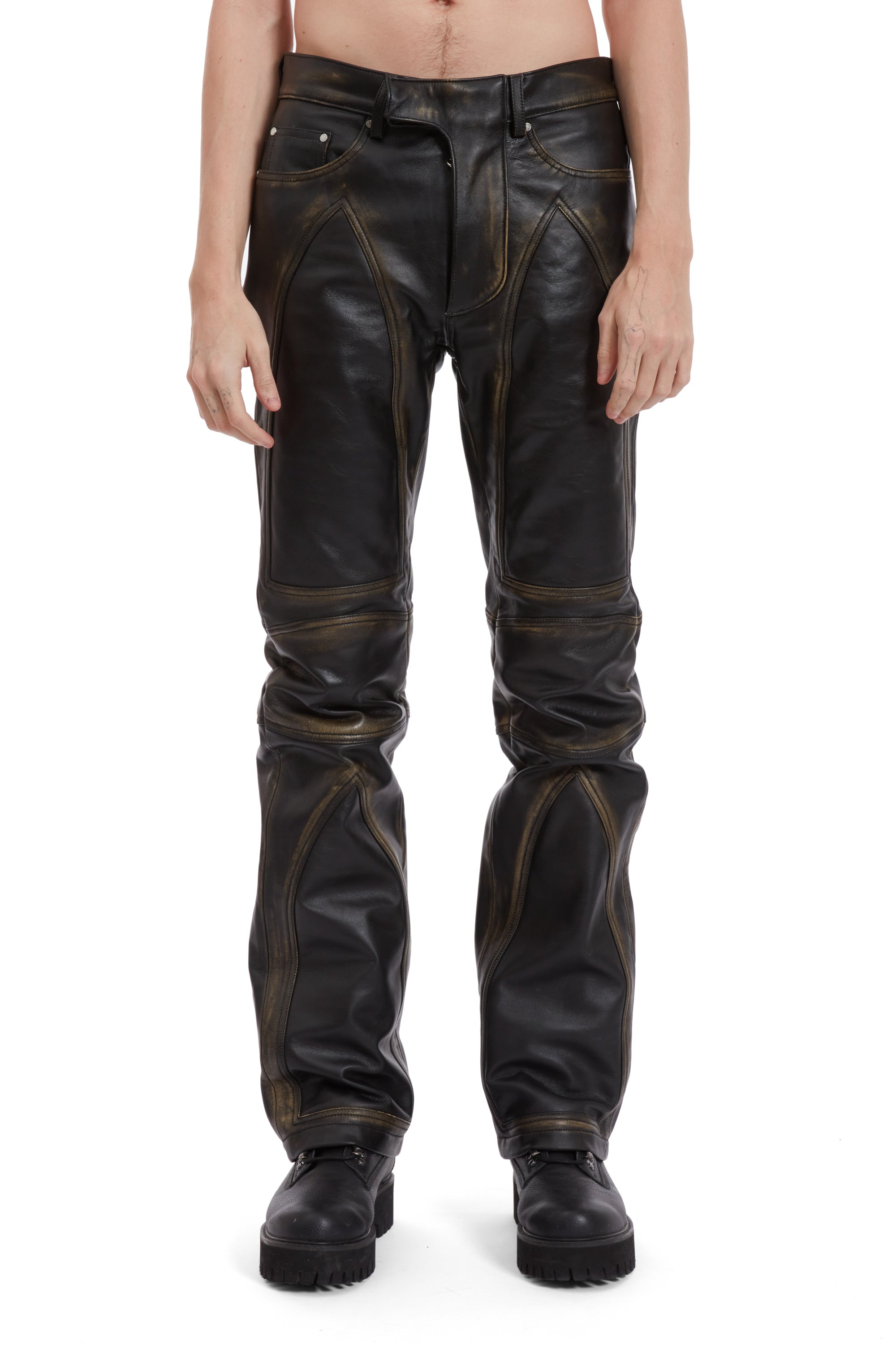 RUB OFF LEATHER MOTO PANTS