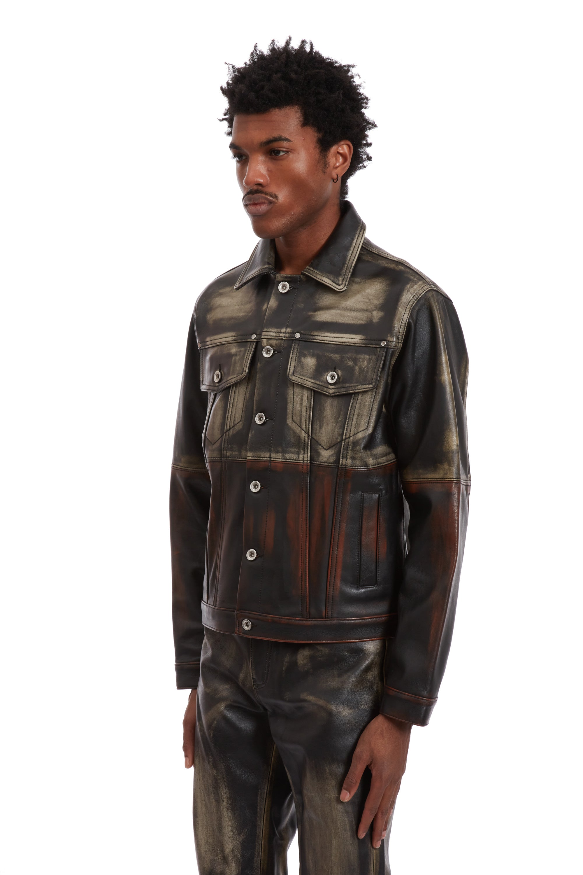 OMBRE LEATHER TRUCKER JACKET