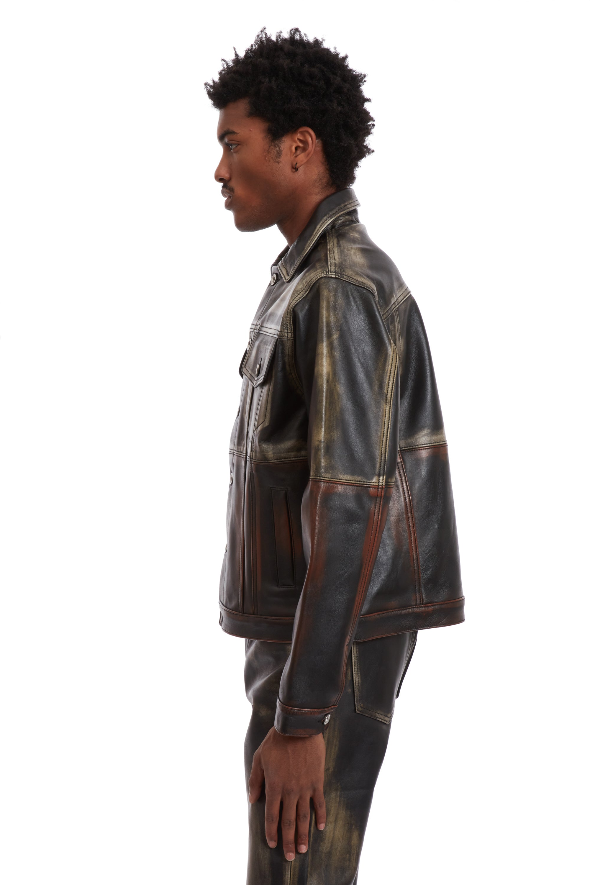 OMBRE LEATHER TRUCKER JACKET