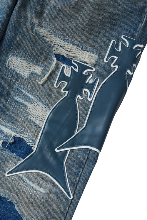 SLIM FIT MEDIAN WASH WITH REPAIR