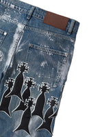 DEMI FLARE FIT LUSTER WASH WITH PATCHES