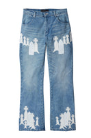 DEMI FLARE FIT STONE WASH WITH PATCHES