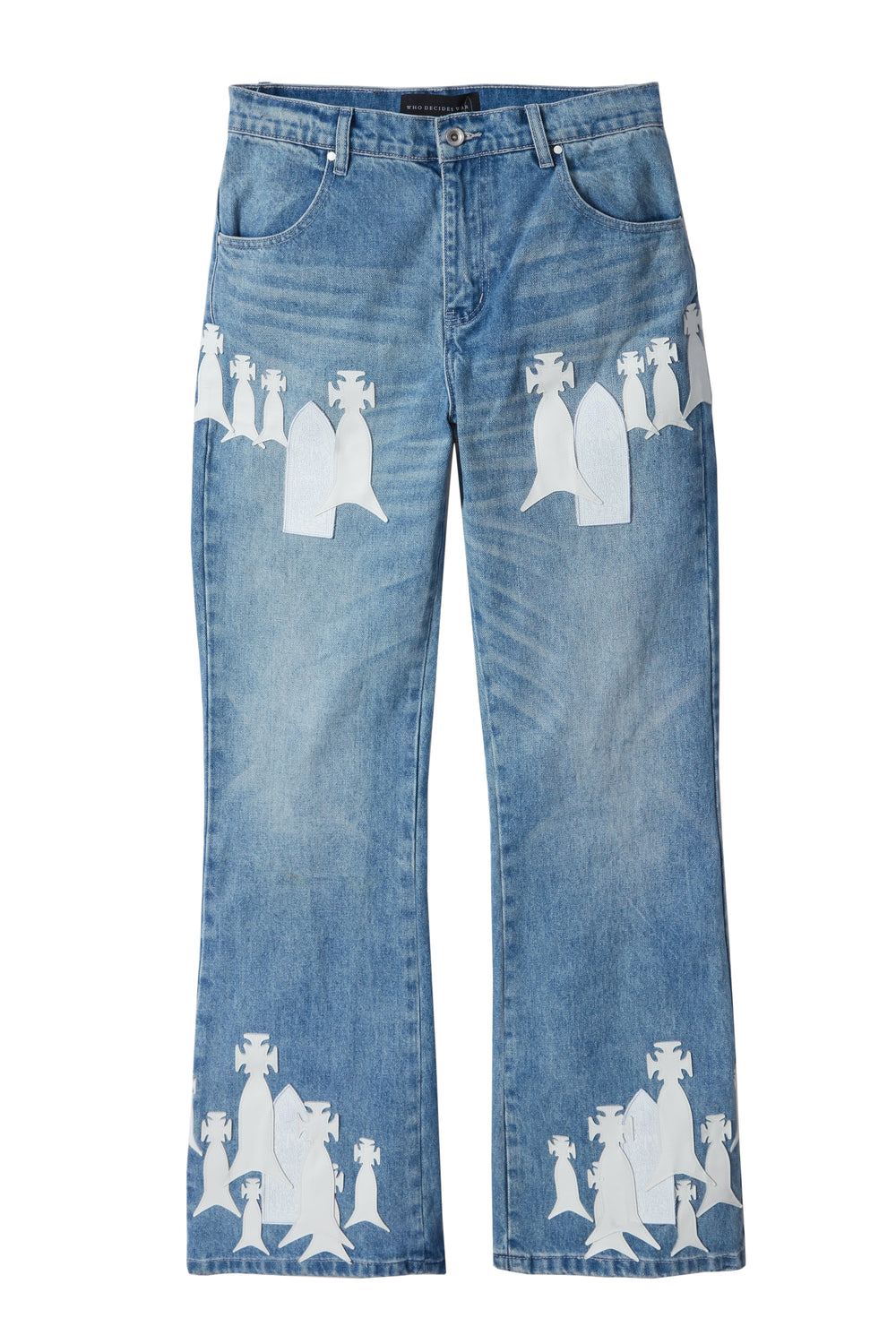 DEMI FLARE FIT STONE WASH WITH PATCHES
