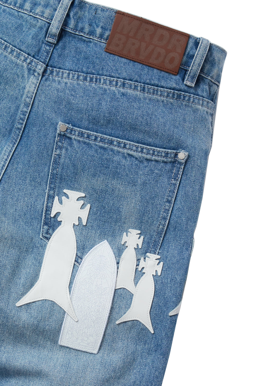DEMI FLARE FIT STONE WASH WITH PATCHES