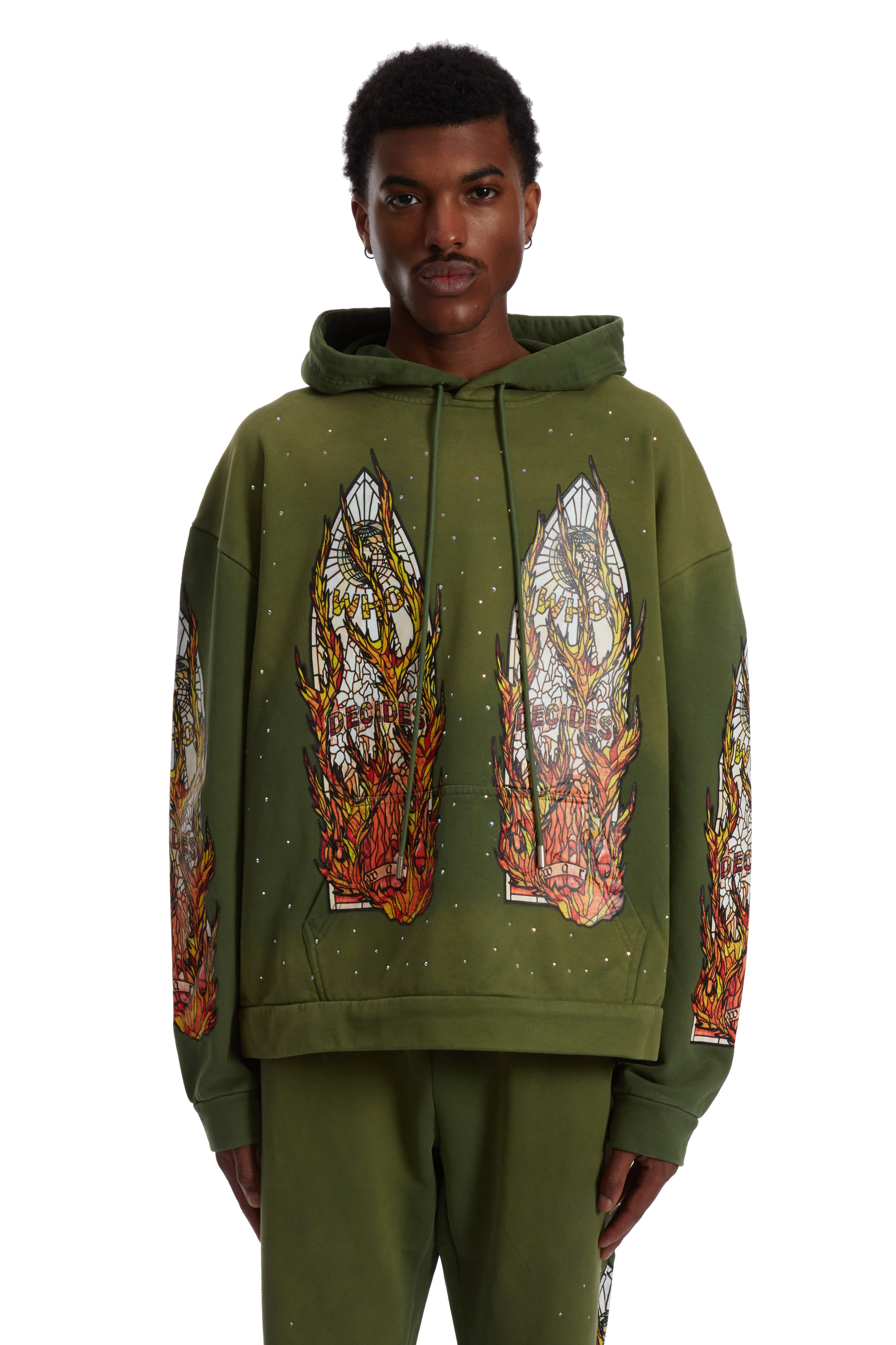 FLAME GLASS HOODED PULLOVER