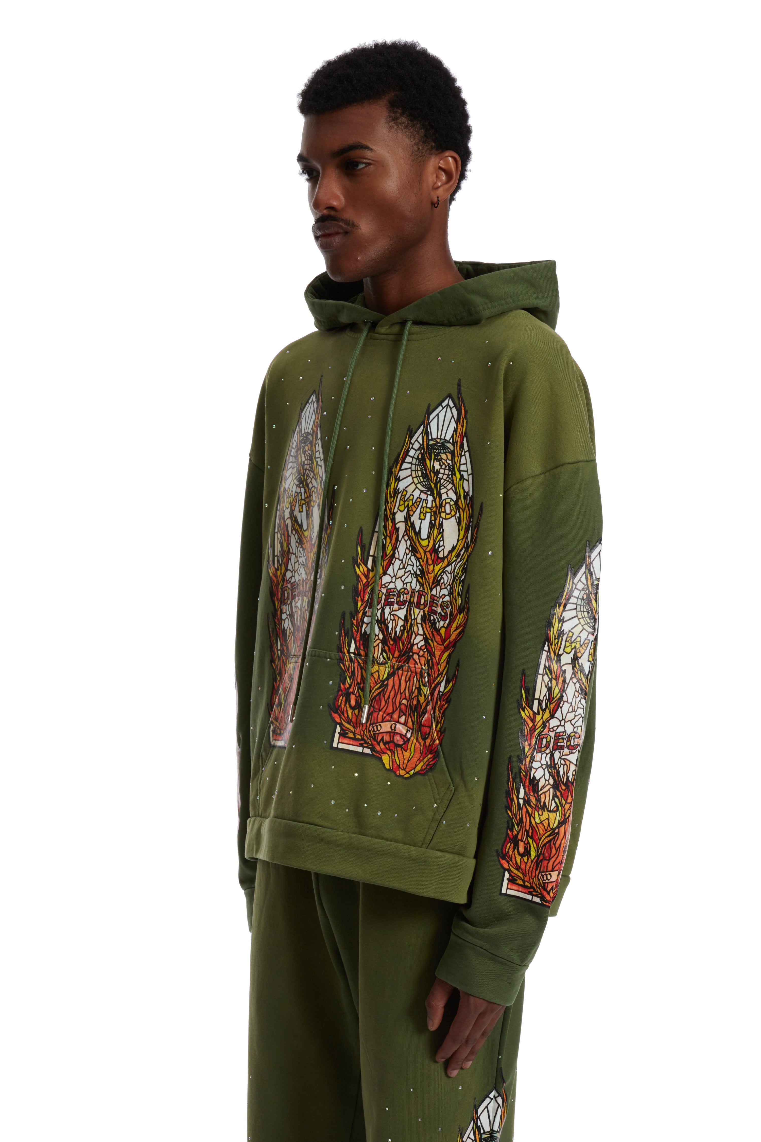 FLAME GLASS HOODED PULLOVER