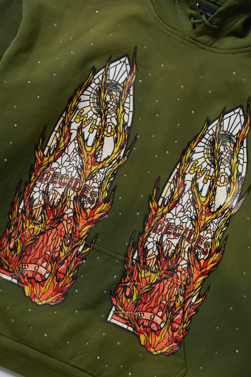 FLAME GLASS HOODED PULLOVER