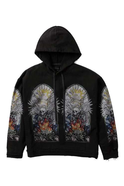 SKULL HOODED PULLOVER