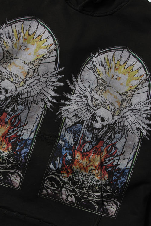 SKULL HOODED PULLOVER