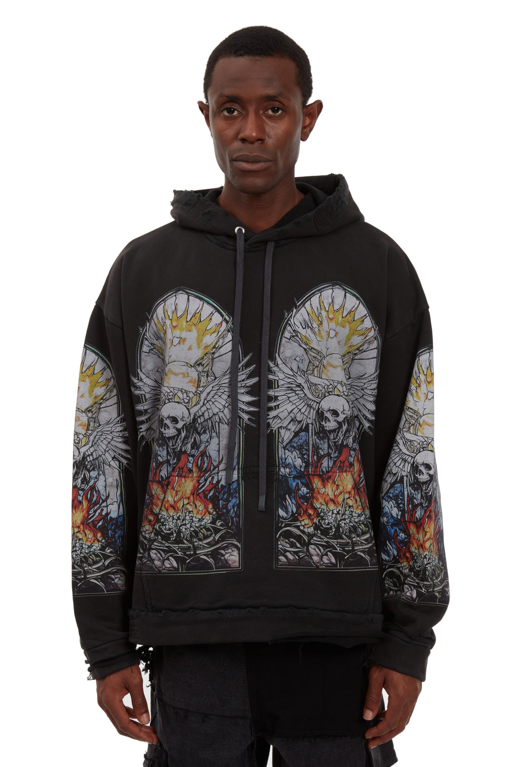SKULL HOODED PULLOVER