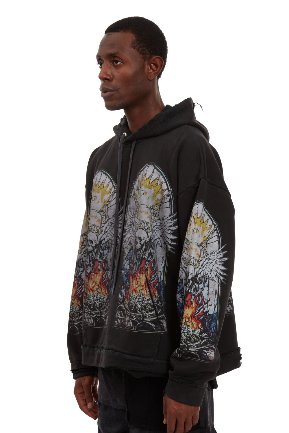 SKULL HOODED PULLOVER