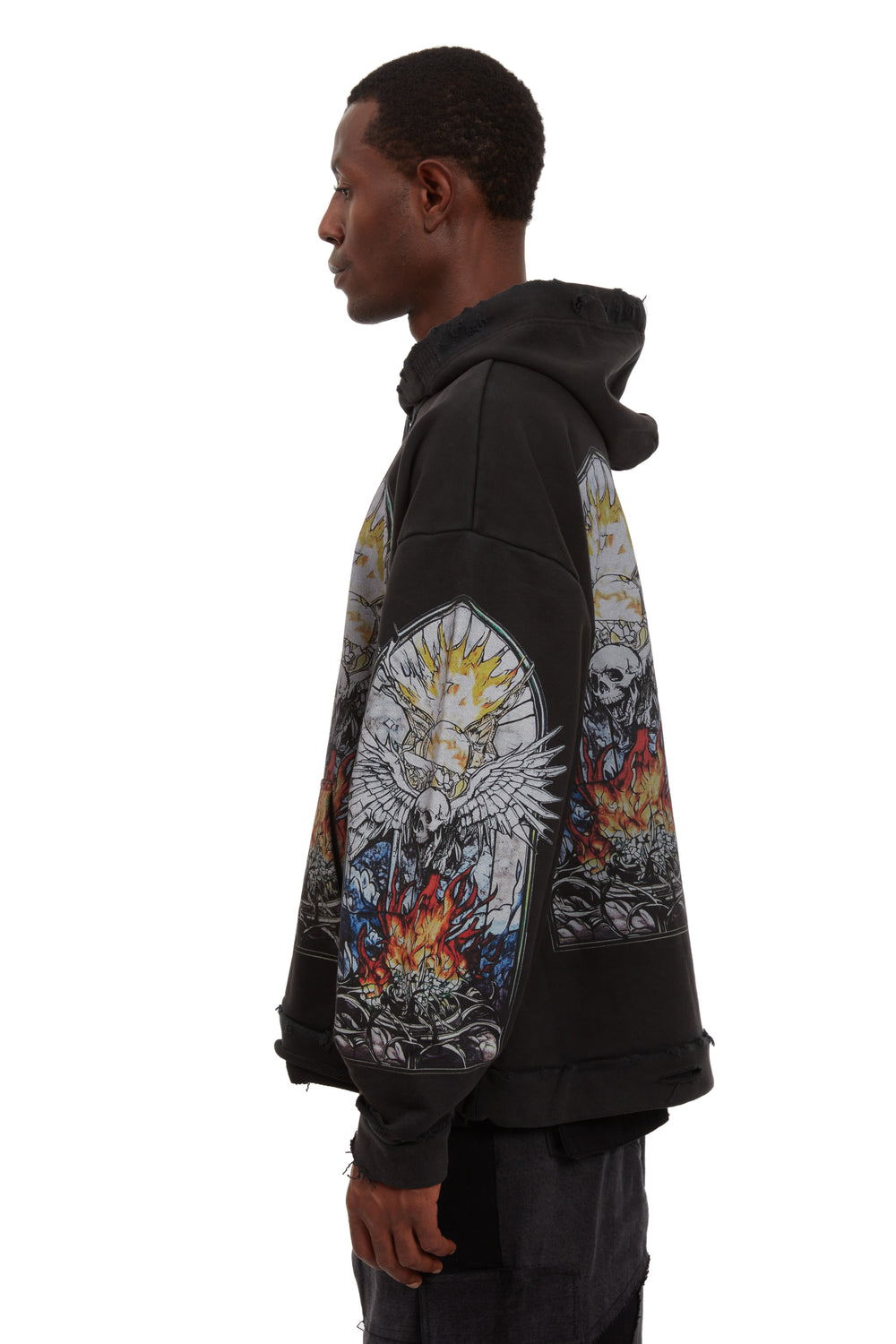 SKULL HOODED PULLOVER