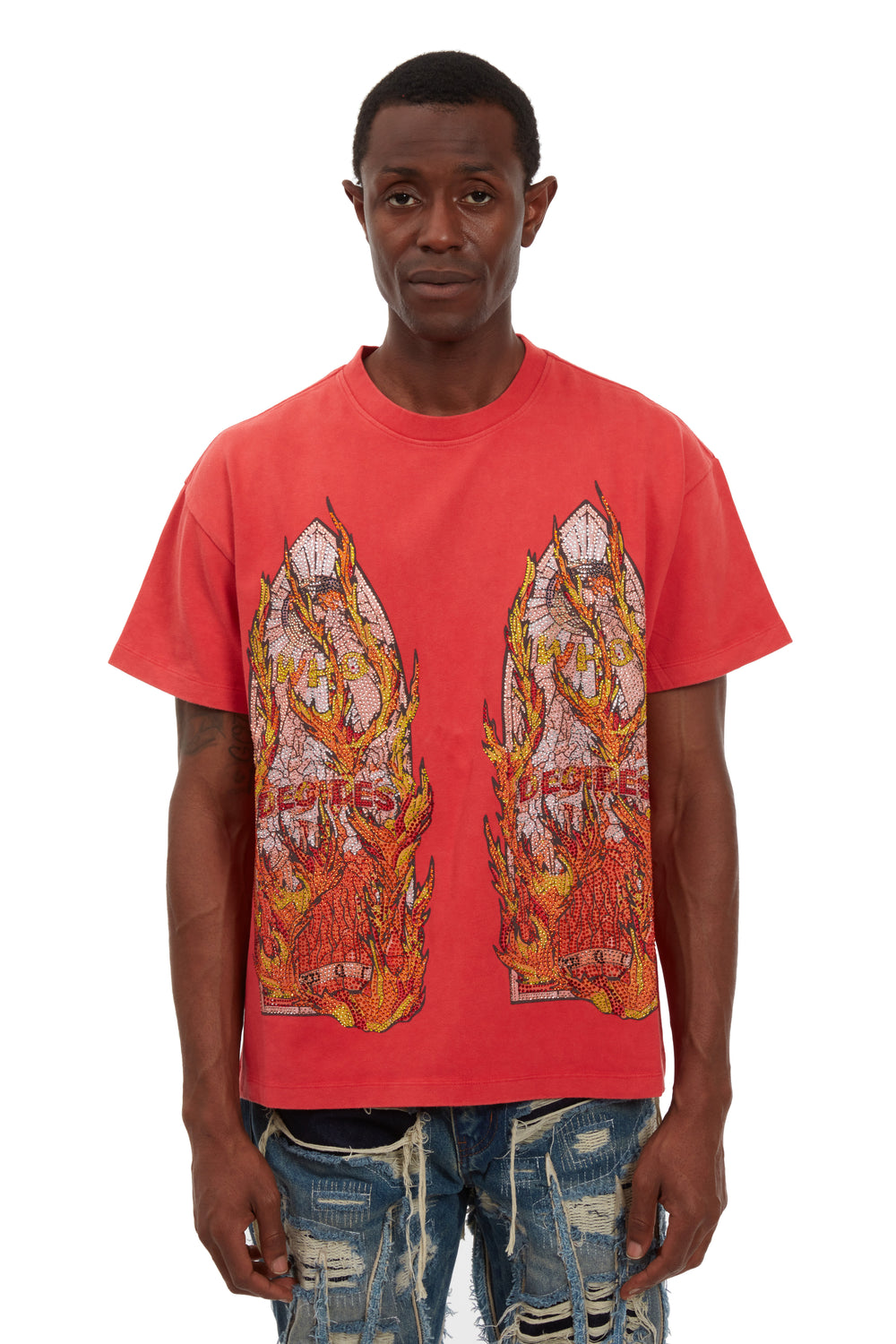 RHINESTONE FLAME GLASS JERSEY