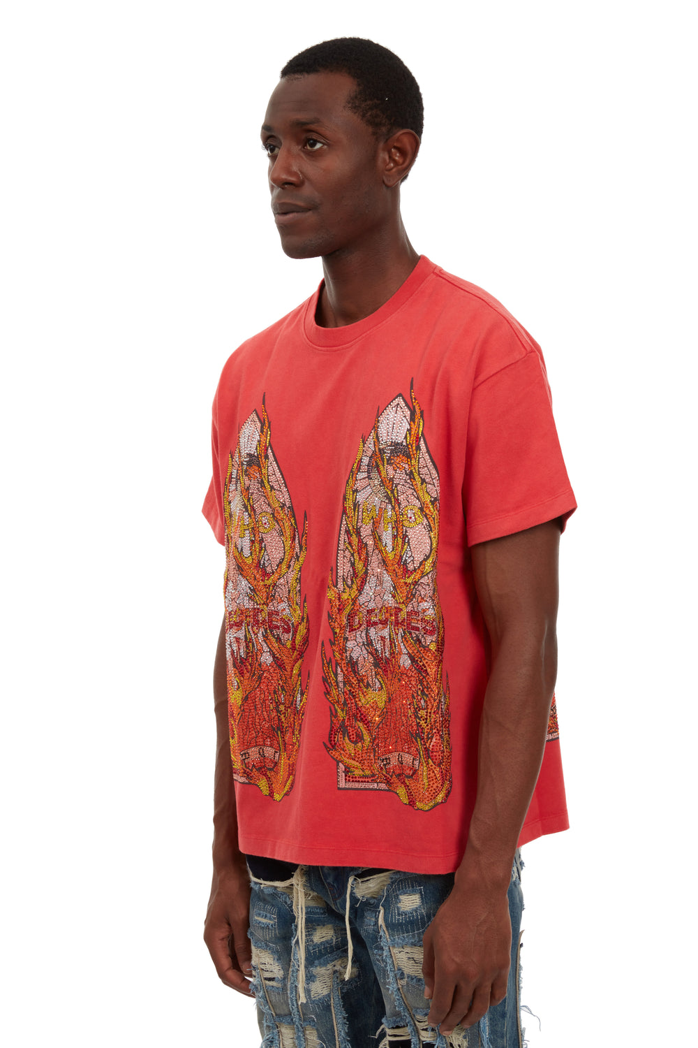 RHINESTONE FLAME GLASS JERSEY