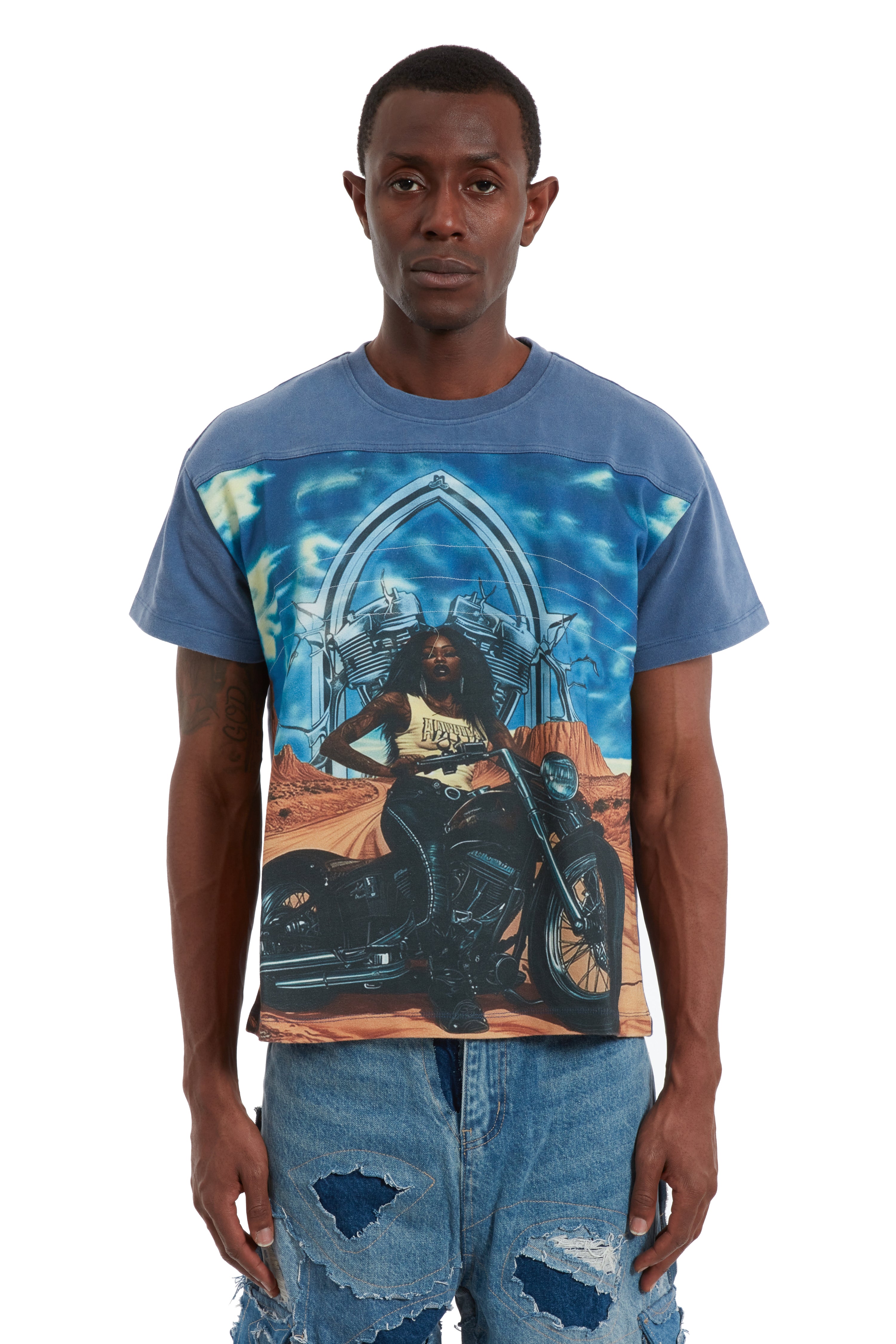 BIKER JERSEY VINTAGE GREY MULTI