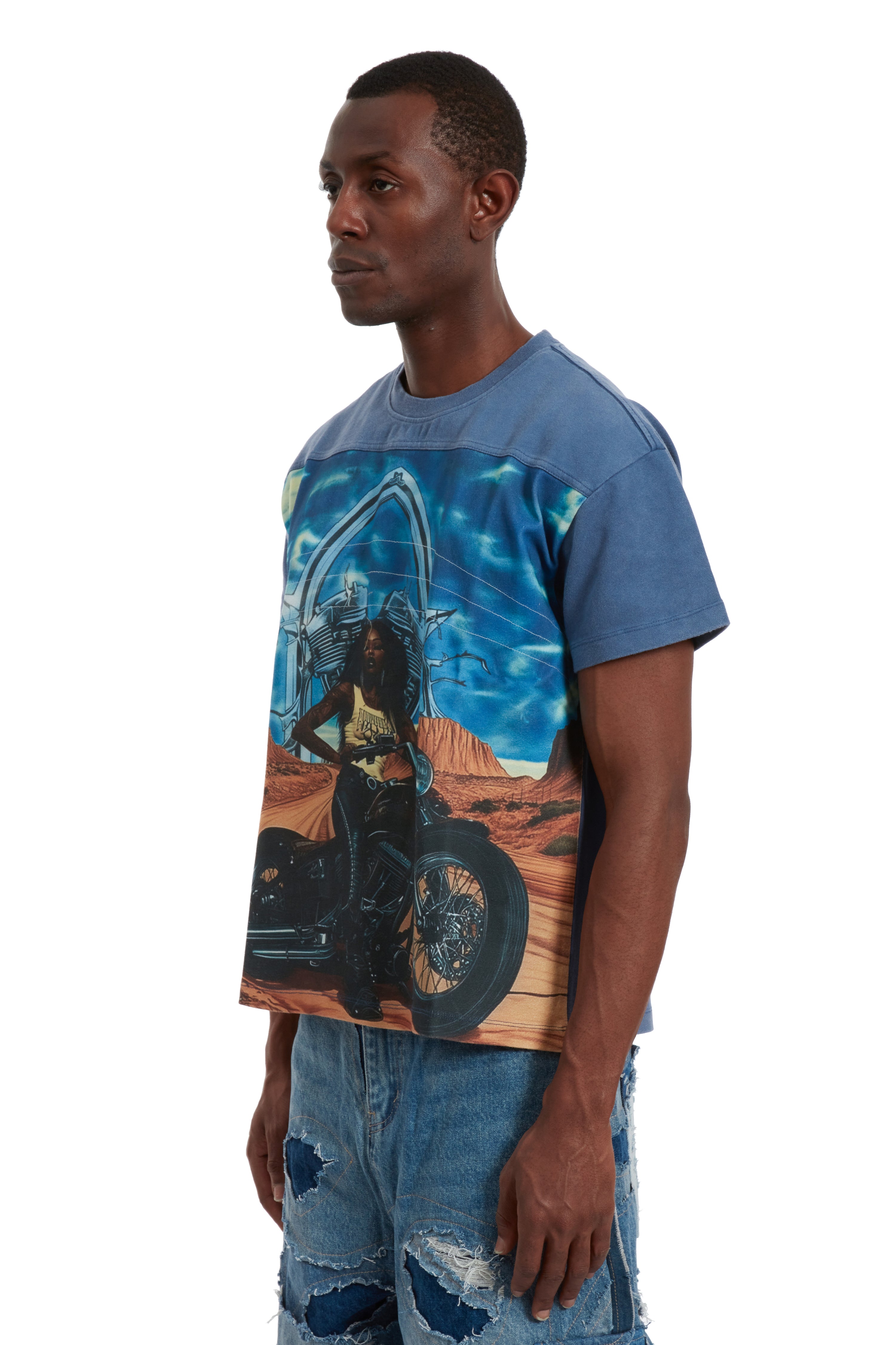 BIKER JERSEY VINTAGE GREY MULTI