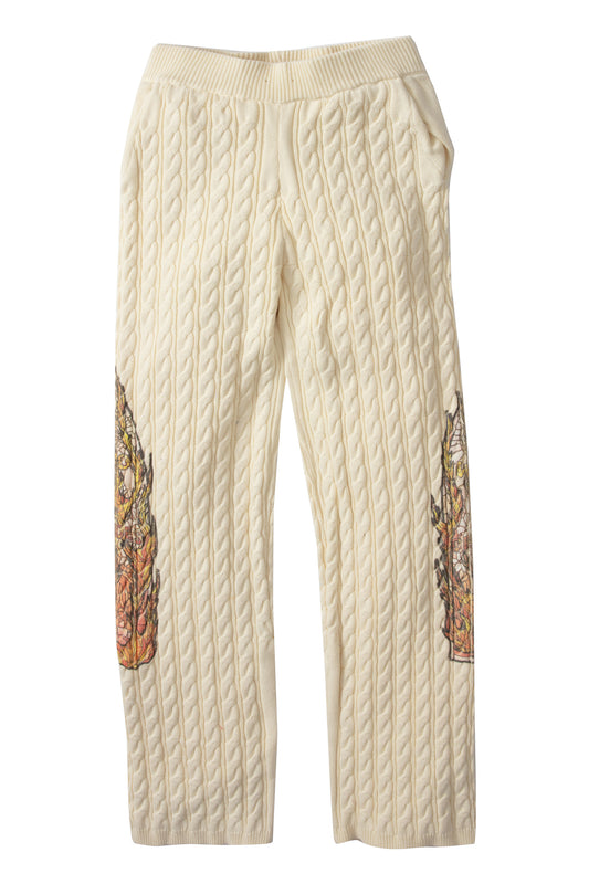 FLAME GLASS CABLE KNIT LOUNGE PANTS