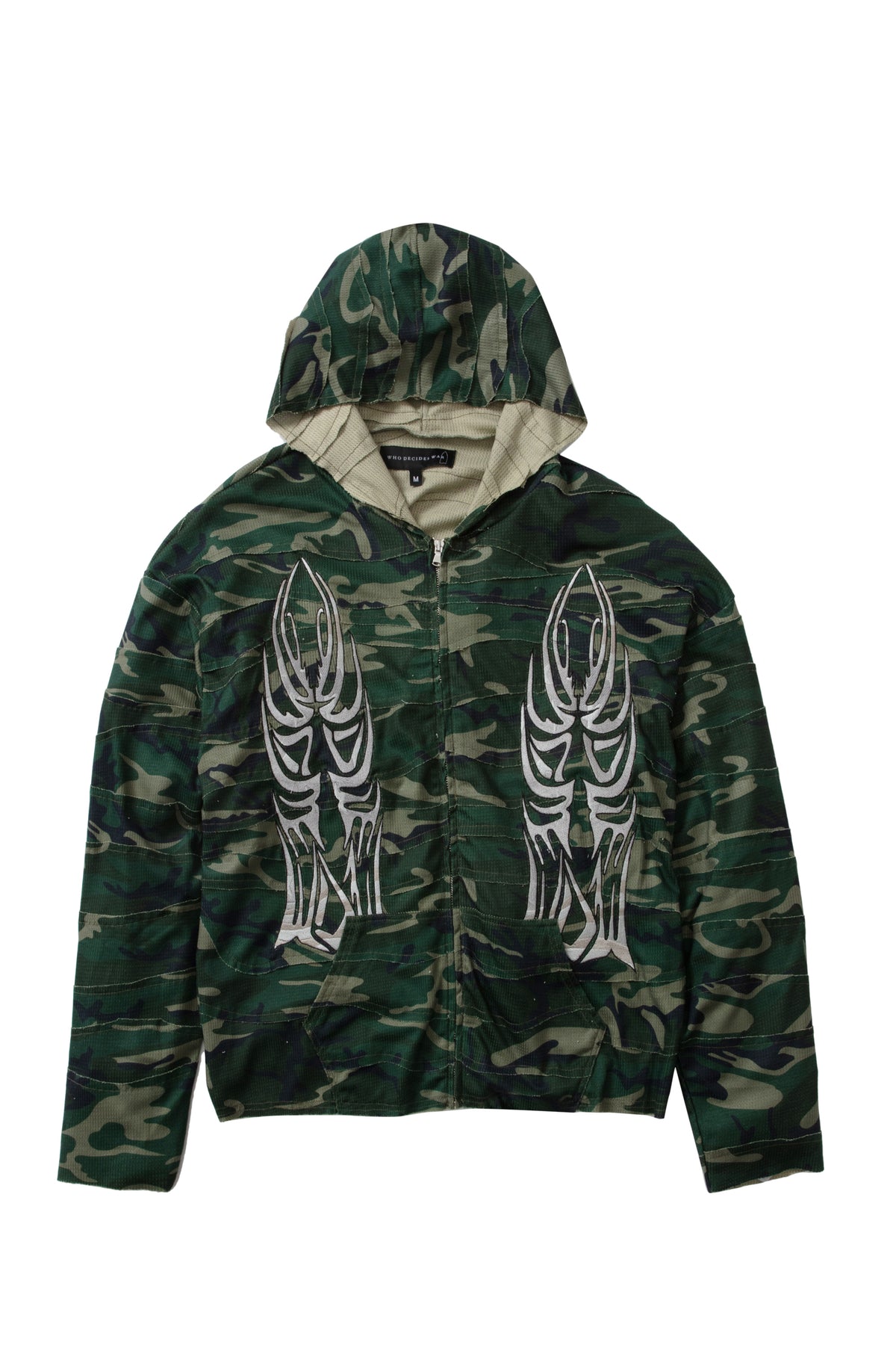 WINGED WAVELENGTH CAMO ZIP UP HOODIE – WHO DECIDES WAR