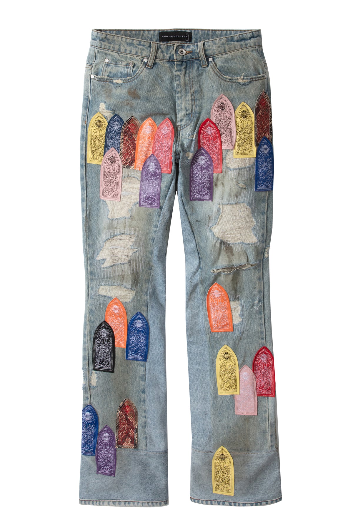 PATCH ARCHED REPAIRED DISTRESSED DENIM – WHO DECIDES WAR