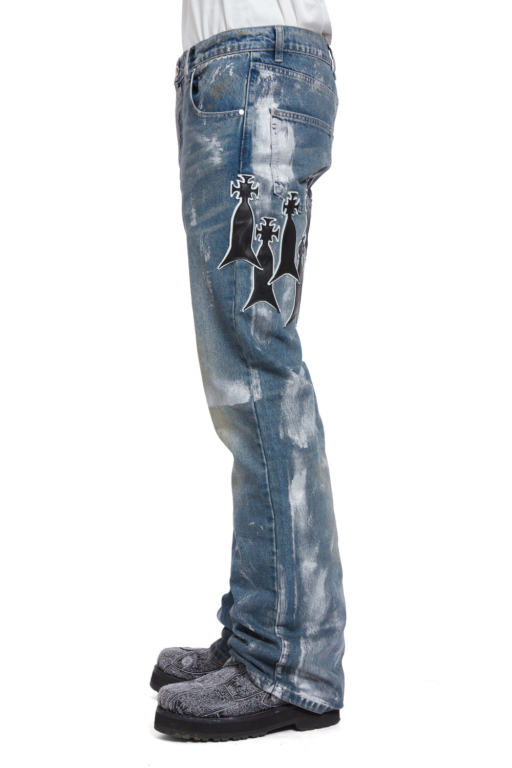 DEMI FLARE FIT LUSTER WASH WITH PATCHES