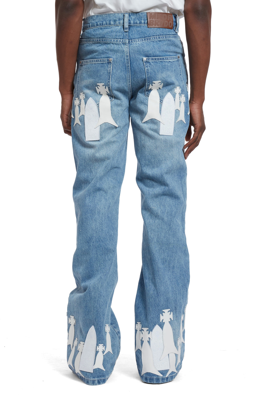 DEMI FLARE FIT STONE WASH WITH PATCHES