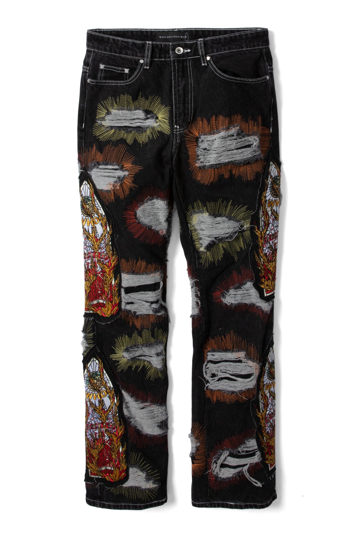 ALL OVER EMBROIDERY DENIM PANT – WHO DECIDES WAR