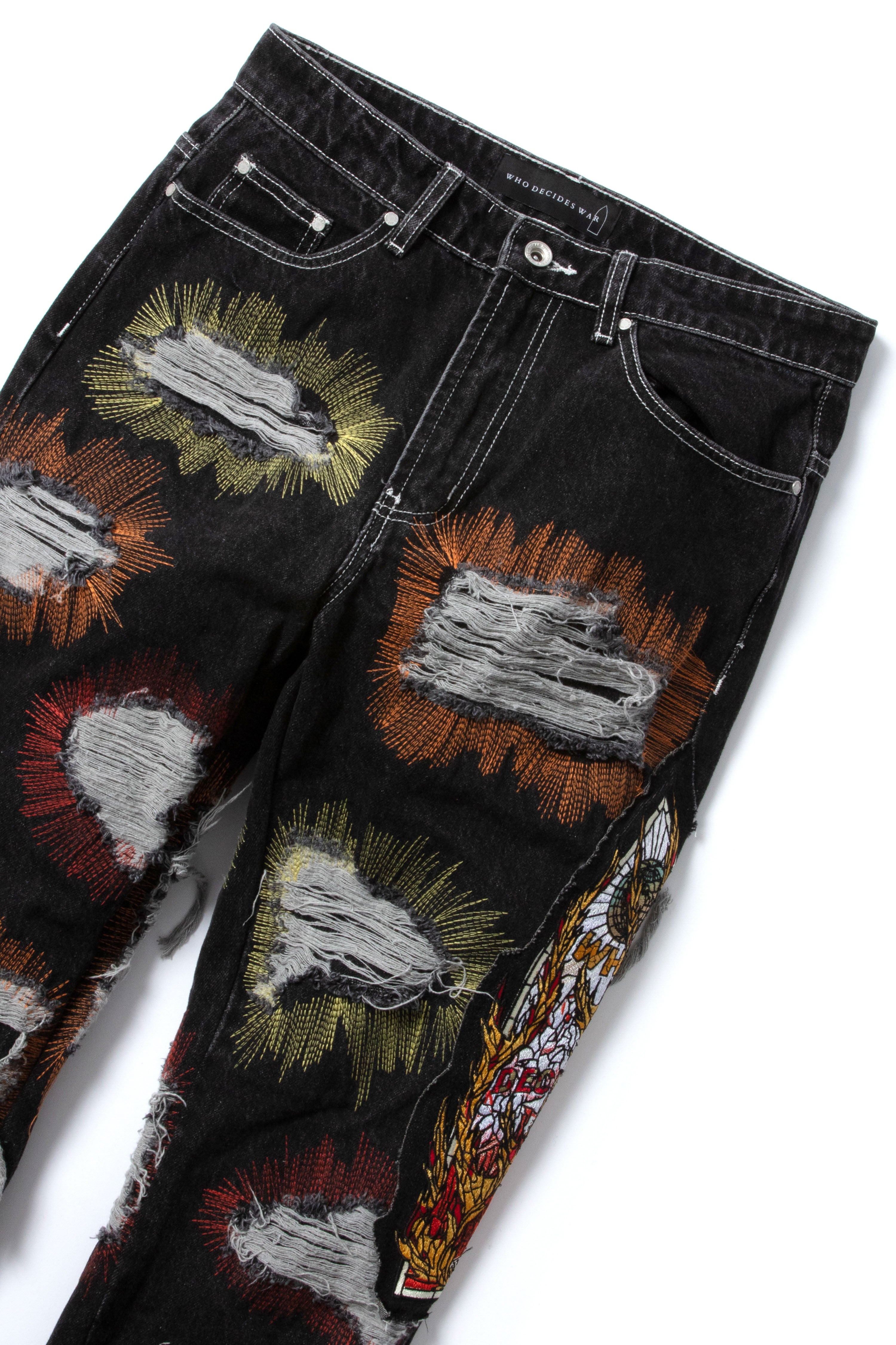ALL OVER EMBROIDERY DENIM PANT