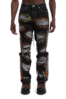 ALL OVER EMBROIDERY DENIM PANT