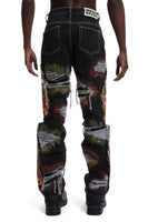 ALL OVER EMBROIDERY DENIM PANT