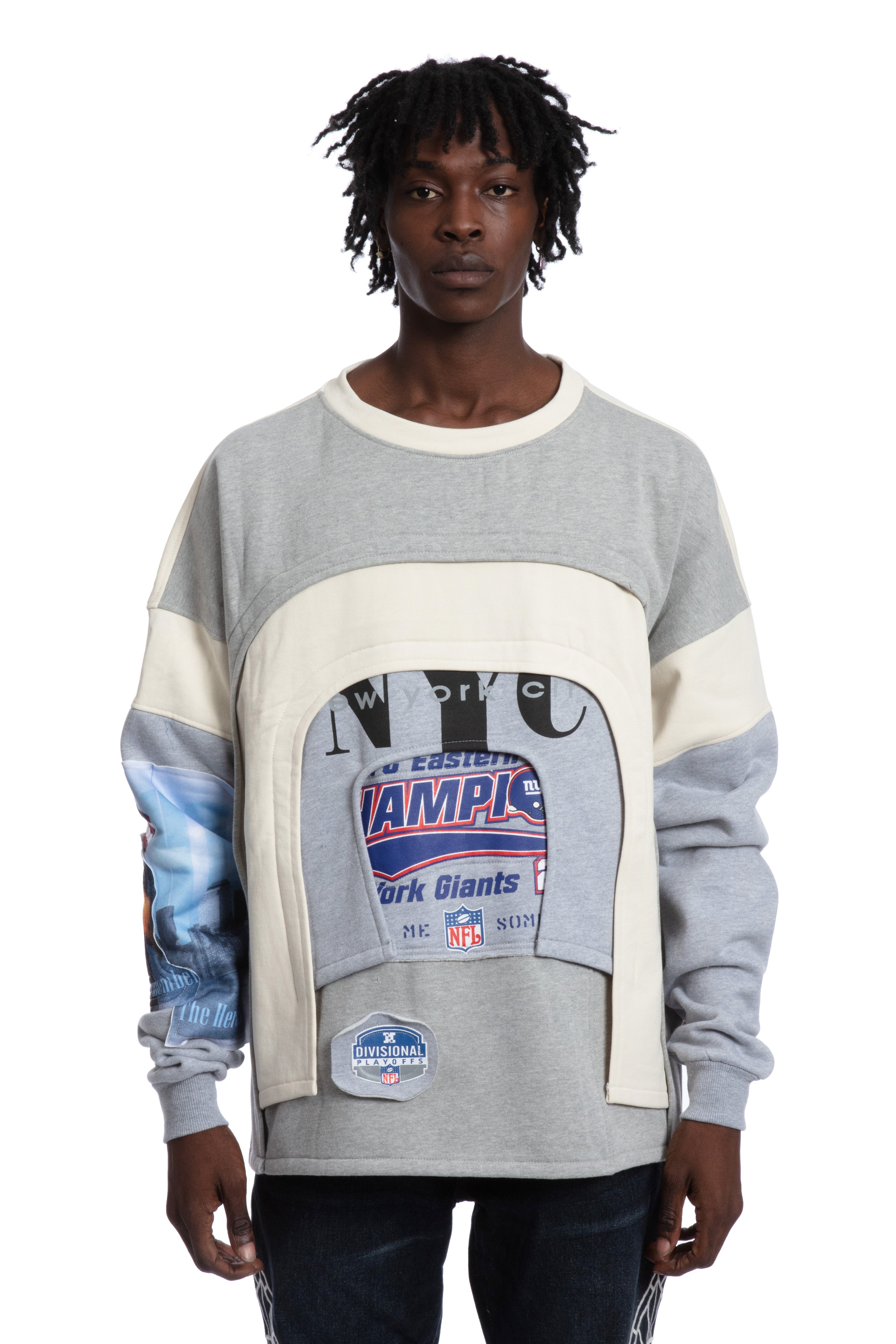ARCHED COLLAGE CREWNECK SWEATER – WHO DECIDES WAR