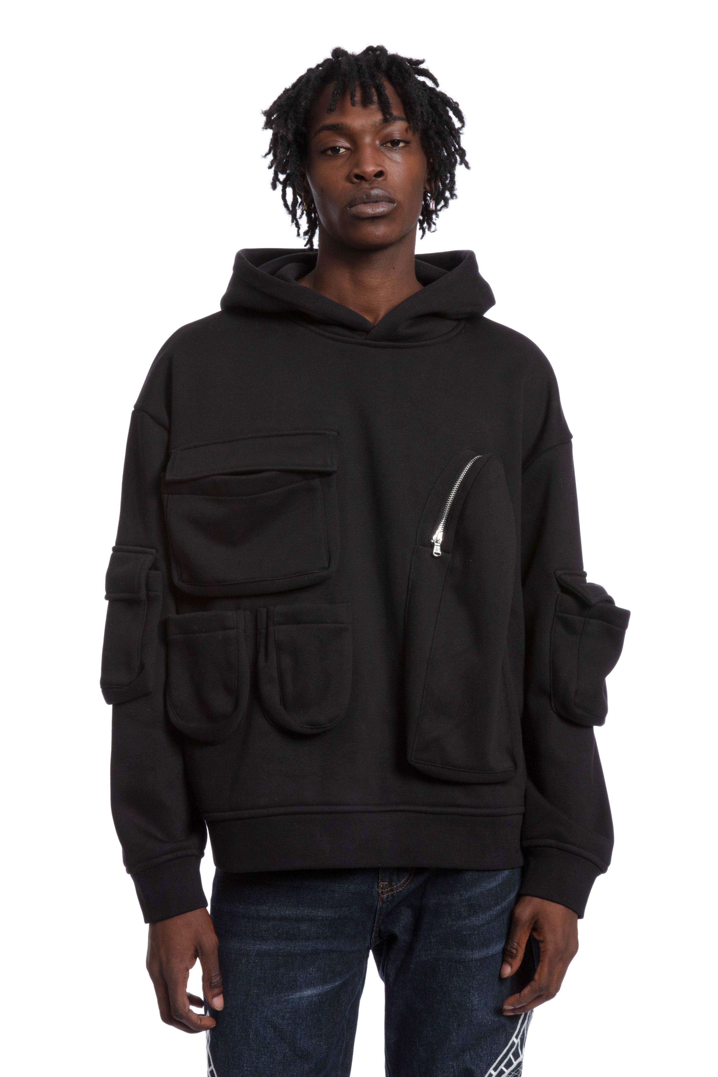 MULTI POCKET HOODED SWEATSHIRT