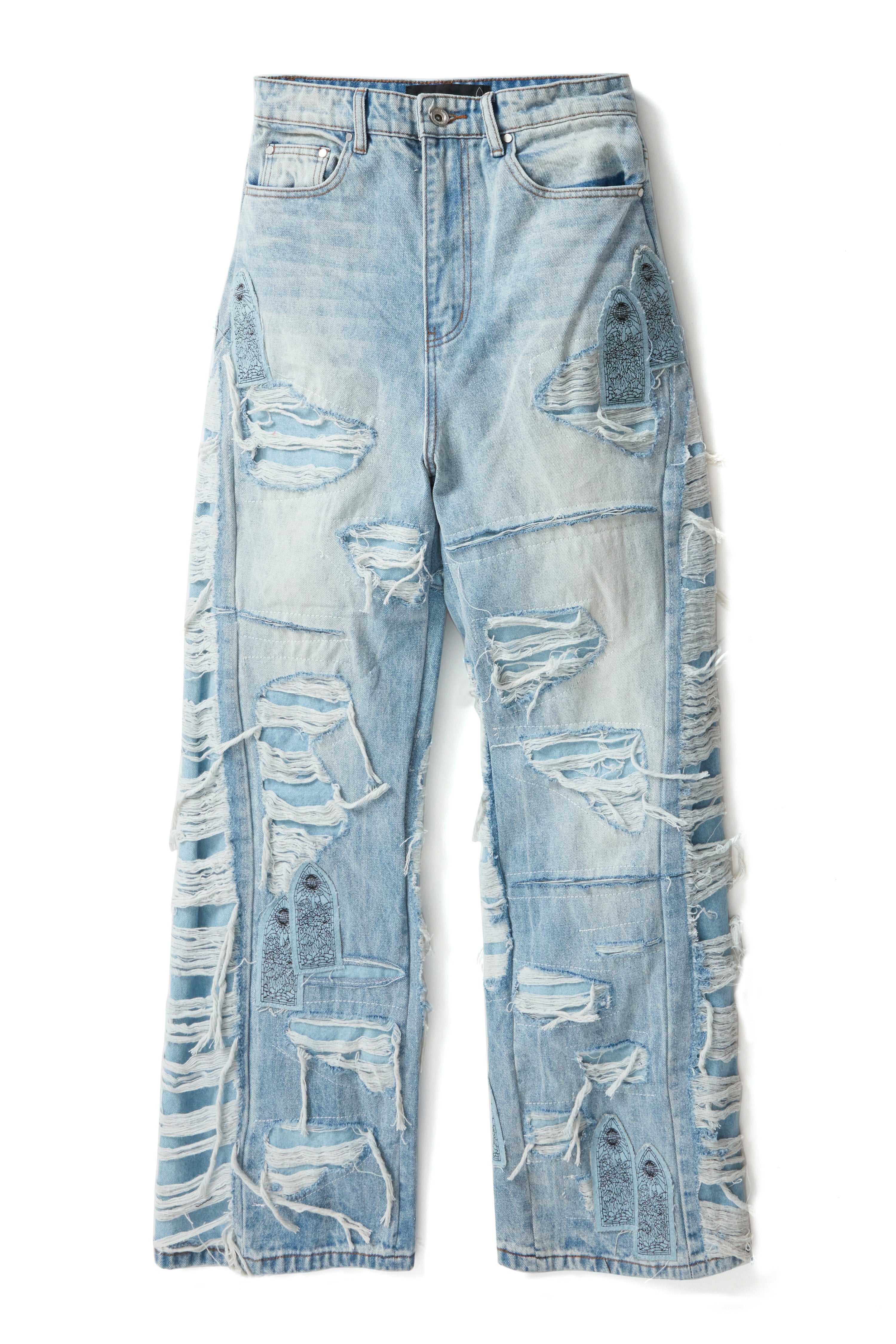 FULL DISTRESS ARCH DENIM