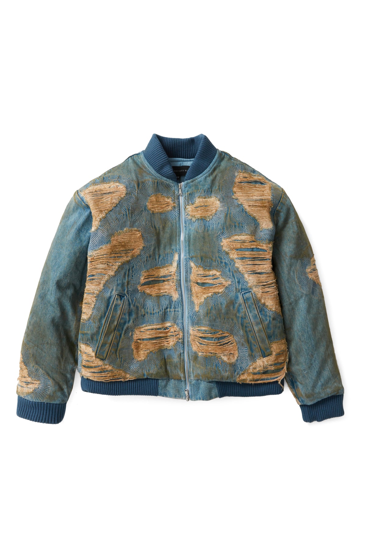 DISTRESSED DENIM BOMBER – WHO DECIDES WAR